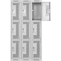 Casiers Clean Line, 3 niveaux, Bloc de 3, 36" x 12" x 72", Acier, Gris, Rivet (assembl&eacute;), Perfor&eacute; Brunswick Fyr & Safety
