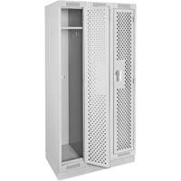 Clean Line Lockers, Bank of 3, 36" x 18" x 76", Steel, Grey, Rivet (Assembled), Perforated Brunswick Fyr & Safety