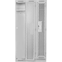 Clean Line Lockers, Bank of 3, 36" x 18" x 76", Steel, Grey, Rivet (Assembled), Perforated Brunswick Fyr & Safety