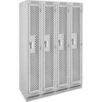 Clean Line Lockers, Bank of 4, 48" x 18" x 76", Steel, Grey, Rivet (Assembled), Perforated Brunswick Fyr & Safety