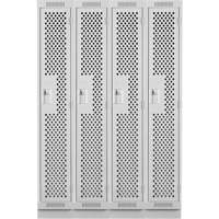 Clean Line Lockers, Bank of 4, 48" x 18" x 76", Steel, Grey, Rivet (Assembled), Perforated Brunswick Fyr & Safety