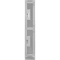 Casiers Clean Line, 2 niveaux, 12" x 18" x 76", Acier, Gris, Rivet (assembl&eacute;), Perfor&eacute; Brunswick Fyr & Safety