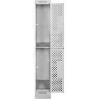 Casiers Clean Line, 2 niveaux, 12" x 18" x 76", Acier, Gris, Rivet (assembl&eacute;), Perfor&eacute; Brunswick Fyr & Safety