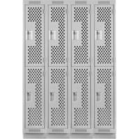 Casiers Clean Line, 2 niveaux, Bloc de 4, 48" x 15" x 76", Acier, Gris, Rivet (assembl&eacute;), Perfor&eacute; Brunswick Fyr & Safety