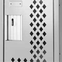 Clean Line™ Lockers, Bank of 2, 24" x 12" x 72", Steel, Grey, Rivet (Assembled), Perforated FK225 | Brunswick Fyr & Safety