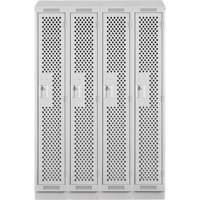 Clean Line Lockers, Bank of 4, 48" x 18" x 82", Steel, Grey, Rivet (Assembled), Perforated Brunswick Fyr & Safety