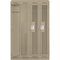 Clean Line Lockers, Bank of 4, 48" x 18" x 82", Steel, Grey, Rivet (Assembled), Perforated Brunswick Fyr & Safety