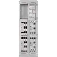 Clean Line Lockers, 3 -tier, Bank of 2, 24" x 15" x 82", Steel, Grey, Rivet (Assembled), Perforated Brunswick Fyr & Safety