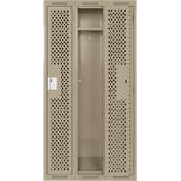Clean Line Lockers, Bank of 3, 36" x 15" x 72", Steel, Beige, Rivet (Assembled), Perforated Brunswick Fyr & Safety