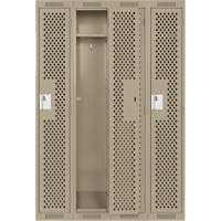 Clean Line Lockers, Bank of 4, 48" x 15" x 72", Steel, Beige, Rivet (Assembled), Perforated Brunswick Fyr & Safety