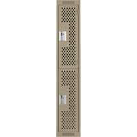 Clean Line Lockers, 2 -tier, 12" x 15" x 72", Steel, Beige, Rivet (Assembled), Perforated Brunswick Fyr & Safety