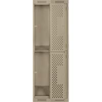 Clean Line Lockers, 2 -tier, Bank of 2, 24" x 15" x 72", Steel, Beige, Rivet (Assembled), Perforated Brunswick Fyr & Safety