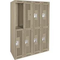 Clean Line Lockers, 2 -tier, Bank of 4, 48" x 15" x 72", Steel, Beige, Rivet (Assembled), Perforated Brunswick Fyr & Safety