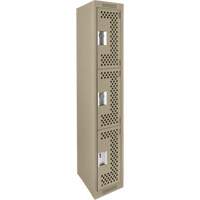 Casiers Clean Line, 3 niveaux, 12" x 12" x 72", Acier, Beige, Rivet (assembl&eacute;), Perfor&eacute; Brunswick Fyr & Safety