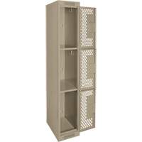 Casiers Clean Line, 3 niveaux, 12" x 12" x 72", Acier, Beige, Rivet (assembl&eacute;), Perfor&eacute; Brunswick Fyr & Safety