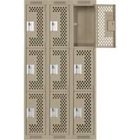 Casiers Clean Line, 3 niveaux, Bloc de 3, 36" x 12" x 72", Acier, Beige, Rivet (assembl&eacute;), Perfor&eacute; Brunswick Fyr & Safety