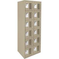 Assembled Lockerettes Clean Line Perforated Economy Lockers, 6 -tier, Bank of 2, 18" x 72" x 12", Steel Brunswick Fyr & Safety