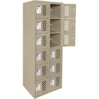 Assembled Lockerettes Clean Line Perforated Economy Lockers, 6 -tier, Bank of 2, 18" x 72" x 12", Steel Brunswick Fyr & Safety