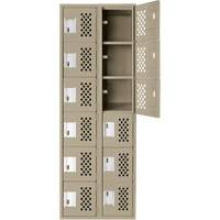 Assembled Lockerettes Clean Line Perforated Economy Lockers, 6 -tier, Bank of 2, 18" x 72" x 12", Steel Brunswick Fyr & Safety