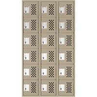 Assembled Lockerettes Clean Line Perforated Economy Lockers, 6 -tier, Bank of 3, 18" x 72" x 12", Steel Brunswick Fyr & Safety