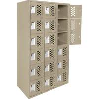 Assembled Lockerettes Clean Line Perforated Economy Lockers, 6 -tier, Bank of 3, 18" x 72" x 12", Steel Brunswick Fyr & Safety