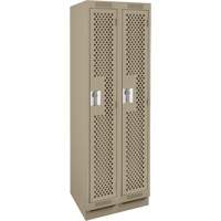 Clean Line Lockers, Bank of 2, 24" x 18" x 76", Steel, Beige, Rivet (Assembled), Perforated Brunswick Fyr & Safety