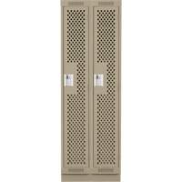 Clean Line Lockers, Bank of 2, 24" x 18" x 76", Steel, Beige, Rivet (Assembled), Perforated Brunswick Fyr & Safety
