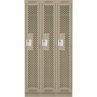 Clean Line Lockers, Bank of 3, 36" x 18" x 76", Steel, Beige, Rivet (Assembled), Perforated Brunswick Fyr & Safety