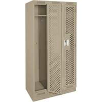 Clean Line Lockers, Bank of 3, 36" x 18" x 76", Steel, Beige, Rivet (Assembled), Perforated Brunswick Fyr & Safety