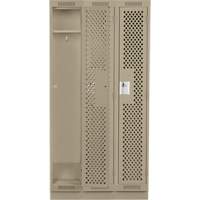 Clean Line Lockers, Bank of 3, 36" x 18" x 76", Steel, Beige, Rivet (Assembled), Perforated Brunswick Fyr & Safety
