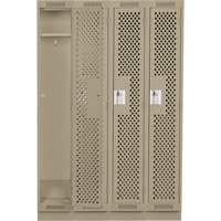 Clean Line Lockers, Bank of 4, 48" x 18" x 76", Steel, Beige, Rivet (Assembled), Perforated Brunswick Fyr & Safety