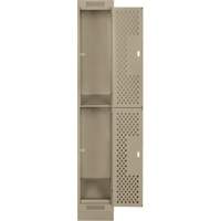 Casiers Clean Line, 2 niveaux, 12" x 18" x 76", Acier, Beige, Rivet (assembl&eacute;), Perfor&eacute; Brunswick Fyr & Safety