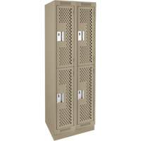 Casiers Clean Line, 2 niveaux, Bloc de 2, 24" x 18" x 76", Acier, Beige, Rivet (assembl&eacute;), Perfor&eacute; Brunswick Fyr & Safety