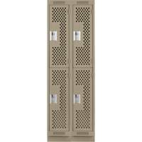 Casiers Clean Line, 2 niveaux, Bloc de 2, 24" x 18" x 76", Acier, Beige, Rivet (assembl&eacute;), Perfor&eacute; Brunswick Fyr & Safety