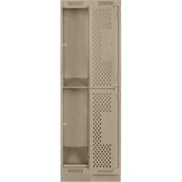 Casiers Clean Line, 2 niveaux, Bloc de 2, 24" x 18" x 76", Acier, Beige, Rivet (assembl&eacute;), Perfor&eacute; Brunswick Fyr & Safety