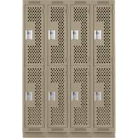 Clean Line Lockers, 2 -tier, Bank of 4, 48" x 18" x 76", Steel, Beige, Rivet (Assembled), Perforated Brunswick Fyr & Safety
