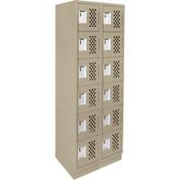 Assembled Lockerettes Clean Line Perforated Economy Lockers, 6 -tier, Bank of 2, 18" x 72" x 12", Steel Brunswick Fyr & Safety