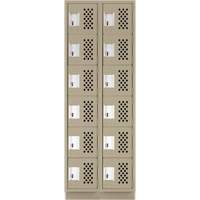 Assembled Lockerettes Clean Line Perforated Economy Lockers, 6 -tier, Bank of 2, 18" x 72" x 12", Steel Brunswick Fyr & Safety