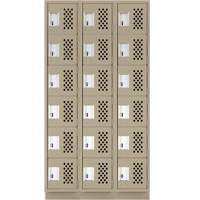 Assembled Lockerettes Clean Line Perforated Economy Lockers, 6 -tier, Bank of 3, 18" x 72" x 12", Steel Brunswick Fyr & Safety