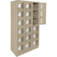 Assembled Lockerettes Clean Line Perforated Economy Lockers, 6 -tier, Bank of 3, 18" x 72" x 12", Steel Brunswick Fyr & Safety