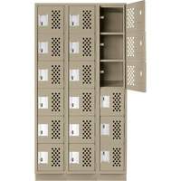 Assembled Lockerettes Clean Line Perforated Economy Lockers, 6 -tier, Bank of 3, 18" x 72" x 12", Steel Brunswick Fyr & Safety