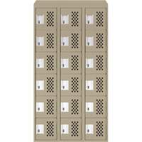 Clean-Line Perforated Lockerette, 6 -tier, Bank of 3, 15" x 72" x 12", Steel Brunswick Fyr & Safety