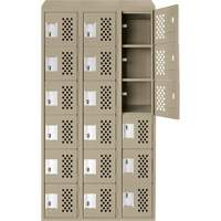 Clean-Line Perforated Lockerette, 6 -tier, Bank of 3, 15" x 72" x 12", Steel Brunswick Fyr & Safety