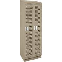 Clean Line Lockers, Bank of 2, 24" x 18" x 82", Steel, Beige, Rivet (Assembled), Perforated Brunswick Fyr & Safety