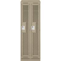 Clean Line Lockers, Bank of 2, 24" x 18" x 82", Steel, Beige, Rivet (Assembled), Perforated Brunswick Fyr & Safety