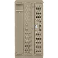 Clean Line Lockers, Bank of 3, 36" x 18" x 82", Steel, Beige, Rivet (Assembled), Perforated Brunswick Fyr & Safety