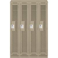 Clean Line Lockers, Bank of 4, 48" x 18" x 82", Steel, Beige, Rivet (Assembled), Perforated Brunswick Fyr & Safety