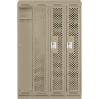 Clean Line Lockers, Bank of 4, 48" x 18" x 82", Steel, Beige, Rivet (Assembled), Perforated Brunswick Fyr & Safety