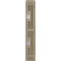 Clean Line Lockers, 2 -tier, 12" x 15" x 82", Steel, Beige, Rivet (Assembled), Perforated Brunswick Fyr & Safety