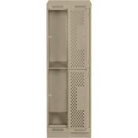 Clean Line Lockers, 2 -tier, Bank of 2, 24" x 15" x 82", Steel, Beige, Rivet (Assembled), Perforated Brunswick Fyr & Safety